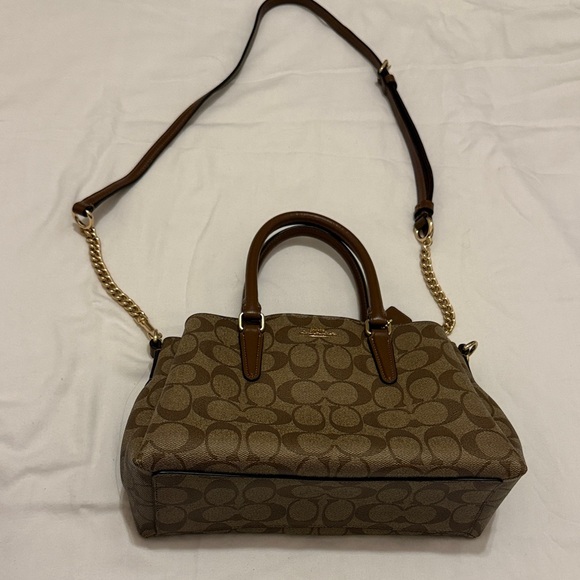 Coach Handbags - Authentic Coach Brown Signature Canvas Satchel with Gold Hardware